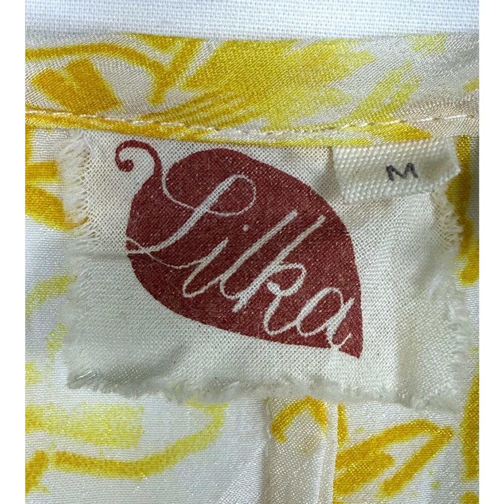 Anthropologie Lilka Nadiya kaftan dress Sz M bright yellow tropical floral print - Picture 2 of 11